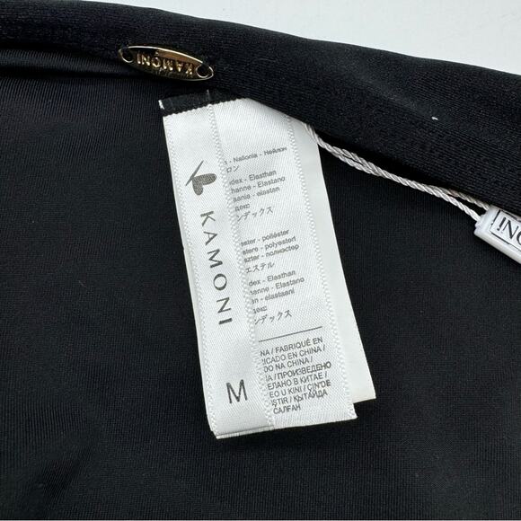 NWT KAMONI Blk Plunge Belted Cut Out Back Tie High Cut Cheeky One Pc. Swimsuit M - Picture 13 of 16